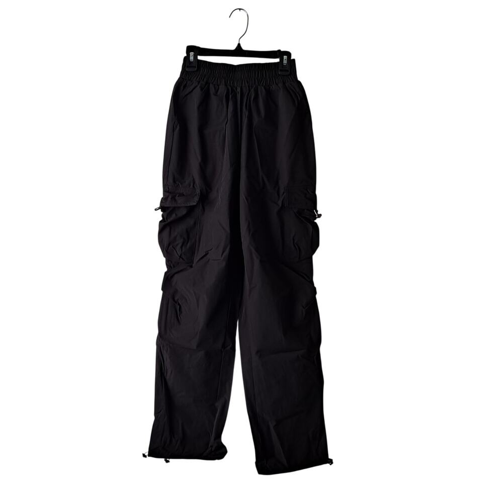 NWT Halara Workout Cargo Jogger Pants High Waisted Drawcord Black Womens Size XS